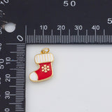 18K Gold PVD Christmas Stockings Socks 13x15mm s White Gold Charms - Tarnish Resistant