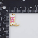 18K Gold PVD Cowboy Cowgirl Boots Rodeo Charm 16x22mm s White Gold Charms - Tarnish Resistant