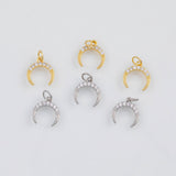 18K Gold PVD Horn Moon Charm 12mm s White Gold Charms - Tarnish Resistant
