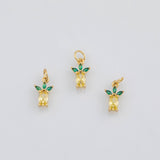 18K Gold PVD Pineapple Fruit Charm 3x13mm s White Gold Charms - Tarnish Resistant