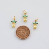 18K Gold PVD Pineapple Fruit Charm 3x13mm s White Gold Charms - Tarnish Resistant