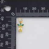 18K Gold PVD Pineapple Fruit Charm 3x13mm s White Gold Charms - Tarnish Resistant
