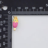 18K Gold PVD Enamel Ice Cream Bar Charm 19x7mm s White Gold Charms - Tarnish Resistant