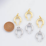 18K Gold PVD Horn Chams Long Horns 14x18mm s White Gold Charms - Tarnish Resistant