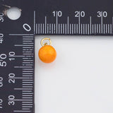 18K Gold PVD Enamel Orange Charm Fruit Charms 8mm s White Gold Charms - Tarnish Resistant