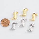 18K Gold PVD Cowboy Boots 17x13mm s White Gold Charms - Tarnish Resistant