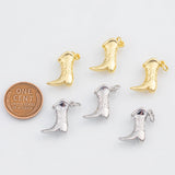 18K Gold PVD Cowboy Boots 17x13mm s White Gold Charms - Tarnish Resistant