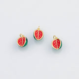 18K Gold PVD Watermelon Fruit Charm 10x13mm s White Gold Charms - Tarnish Resistant