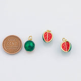18K Gold PVD Watermelon Fruit Charm 10x13mm s White Gold Charms - Tarnish Resistant