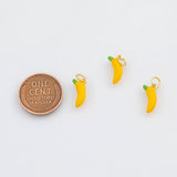 18K Gold PVD Banana Chili Pepper Fruit Charms 4x10mm s White Gold Charms - Tarnish Resistant