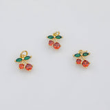 18K Gold PVD Cherry Cherries Fruit Charms 8x11mm s White Gold Charms - Tarnish Resistant