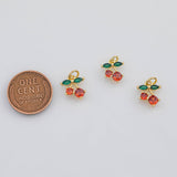 18K Gold PVD Cherry Cherries Fruit Charms 8x11mm s White Gold Charms - Tarnish Resistant