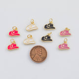 18K Gold PVD Cowboy hat Charms 7x13mm s White Gold Charms - Tarnish Resistant