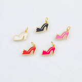 18K Gold PVD Enamel High Heels Shoe Highheels Charm 9x16mm s White Gold Charms - Tarnish Resistant