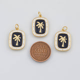18K Gold PVD Palm Tree Coconut Tree Charm 14x15mm s White Gold Charms - Tarnish Resistant