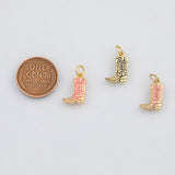 18K Gold PVD Cowboy Cowgirl Boots Western Charm 9x15mm s White Gold Charms - Tarnish Resistant