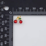 18K Gold PVD Cherry Cherries Fruit Charms 10x11mm s White Gold Charms - Tarnish Resistant