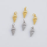 18K Gold PVD Sea Snail Conch Shell Ocean Beach Charm 18x8mm s White Gold Charms - Tarnish Resistant