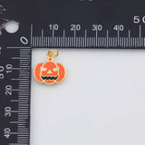 18K Gold PVD Jack-o'-lantern Pumpkin Charm 10x15mm s White Gold Charms - Tarnish Resistant