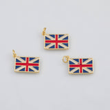 18K Gold PVD English United Kingdom Flag Union Jack Charm 11x17mm s Gold Charms - Tarnish Resistant