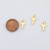 18K Gold PVD Key Charm 6x12mm s Gold Charms - Tarnish Resistant