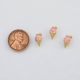 18K Gold PVD Ice Cream Cone Charm Enamel 6x12mm 14k s Gold Charms - Tarnish Resistant