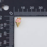 18K Gold PVD Ice Cream Cone Charm Enamel 6x12mm 14k s Gold Charms - Tarnish Resistant