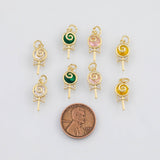 18K Gold PVD Lollipop Cy Charm 8x17mm s White Gold Charms - Tarnish Resistant
