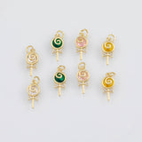 18K Gold PVD Lollipop Cy Charm 8x17mm s White Gold Charms - Tarnish Resistant