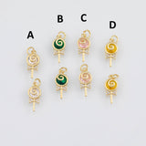 18K Gold PVD Lollipop Cy Charm 8x17mm s White Gold Charms - Tarnish Resistant