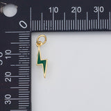 18K Gold PVD Enamel Lightning 7x11mm s White Gold Charms - Tarnish Resistant