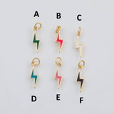 18K Gold PVD Enamel Lightning 7x11mm s White Gold Charms - Tarnish Resistant