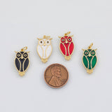 18K Gold PVD Owl Pendant 12x21mm Charms s White Gold Charms - Tarnish Resistant