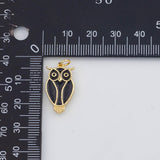 18K Gold PVD Owl Pendant 12x21mm Charms s White Gold Charms - Tarnish Resistant