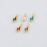 18K Gold PVD Enamel Lightning 7x11mm s White Gold Charms - Tarnish Resistant