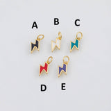 18K Gold PVD Enamel Lightning 7x11mm s White Gold Charms - Tarnish Resistant