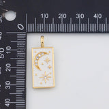 18K Gold PVD Moon Pendant Charm 12x29mm s White Gold Charms - Tarnish Resistant