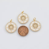 18K Gold PVD Rudder Round Compass 19mm s Gold Charms - Tarnish Resistant