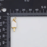 18K Gold PVD Ice Cream Bar Popsicle Icecream 6x18mm s White Gold Charms - Tarnish Resistant