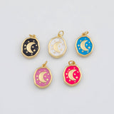 18K Gold PVD Moon Star Charms 14x18mm s White Gold Charms - Tarnish Resistant