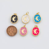18K Gold PVD Moon Star Charms 14x18mm s White Gold Charms - Tarnish Resistant