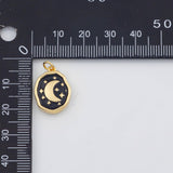 18K Gold PVD Moon Star Charms 14x18mm s White Gold Charms - Tarnish Resistant