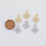 18K Gold PVD Hollow Clover 13mm s White Gold Charms - Tarnish Resistant