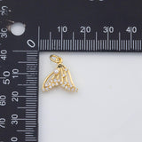18K Gold PVD Beautiful Dolphin Tail with Pearl 16x16mm s Gold Charms - Tarnish Resistant