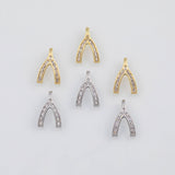 18K Gold PVD Wishbone Charm 11x17mm s Gold Charms - Tarnish Resistant
