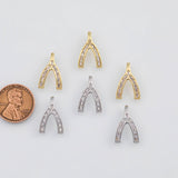 18K Gold PVD Wishbone Charm 11x17mm s Gold Charms - Tarnish Resistant