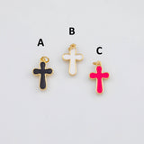 18K Gold PVD Cross Pendant Charm 13x19mm s White Gold Charms - Tarnish Resistant