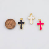 18K Gold PVD Cross Pendant Charm 13x19mm s White Gold Charms - Tarnish Resistant