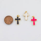 18K Gold PVD Cross Pendant Charm 13x19mm s White Gold Charms - Tarnish Resistant