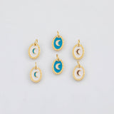 18K Gold PVD Enamel Moon Pendant Charm 9x12mm s White Gold Charms - Tarnish Resistant